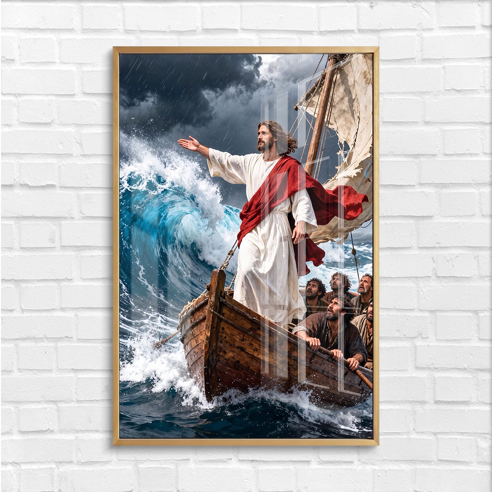 Jesus Calming Storms Wall Painting - Image 4