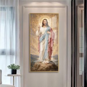 Standing Jesus Blessing Glass Wall Art