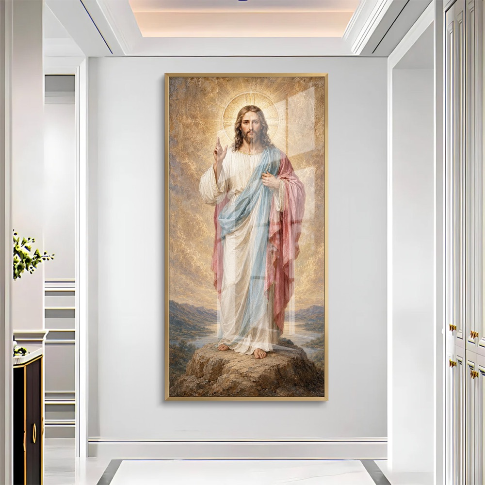 Standing Jesus Blessing Glass Wall Art - Image 2