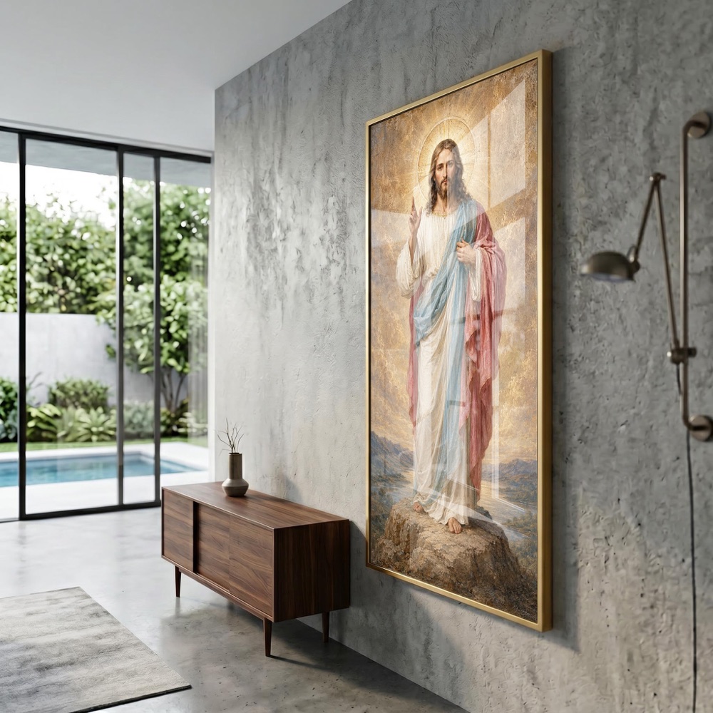 Standing Jesus Blessing Glass Wall Art - Image 3