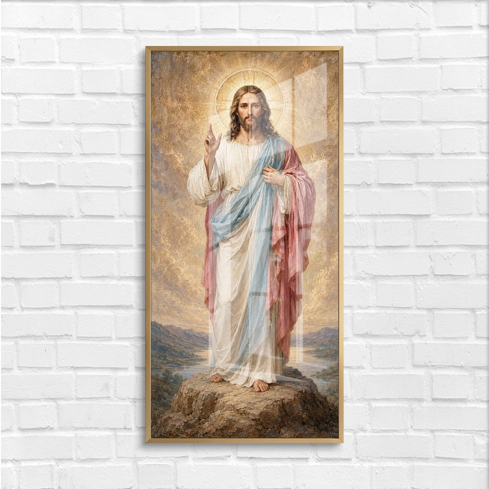 Standing Jesus Blessing Glass Wall Art - Image 4