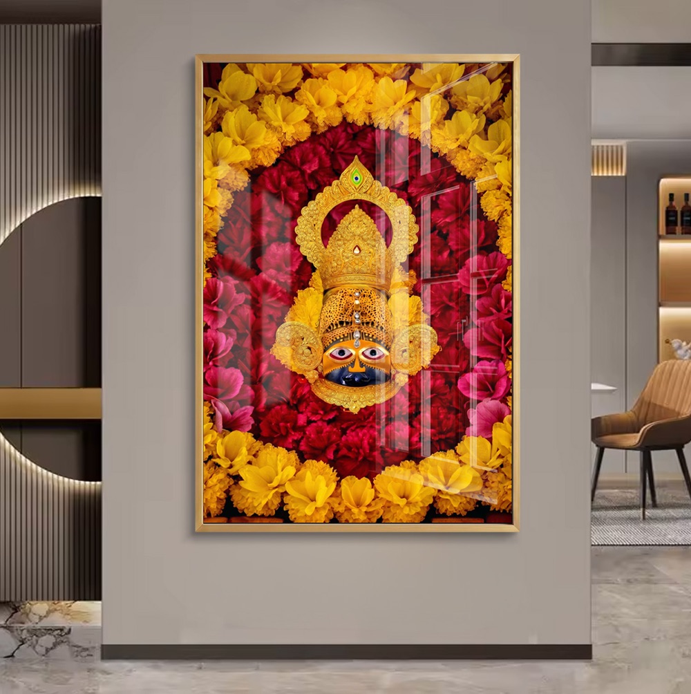 Khatu Shyam Ji Red Yellow Floral Painting