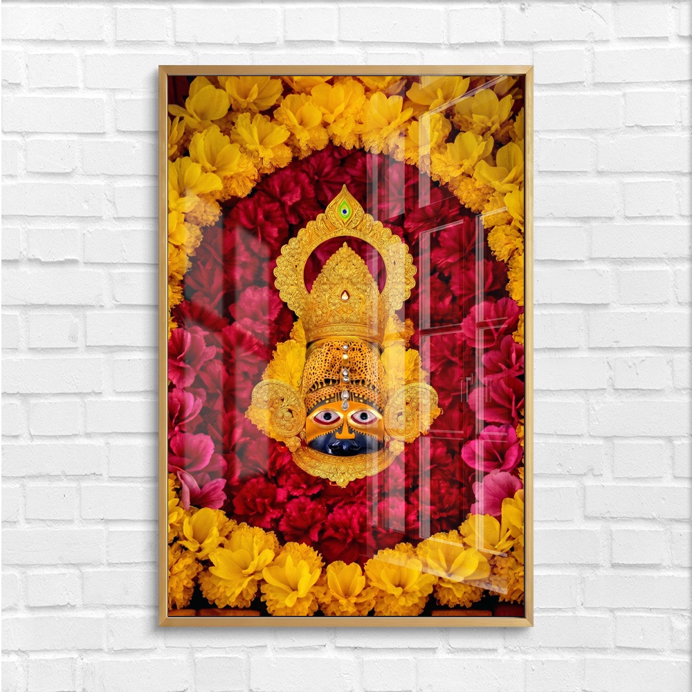 Khatu Shyam Ji Red Yellow Floral Painting - Image 4