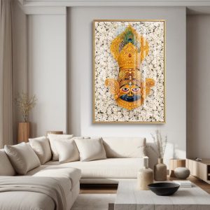 Khatu Baba White Flower Wall Art Frame