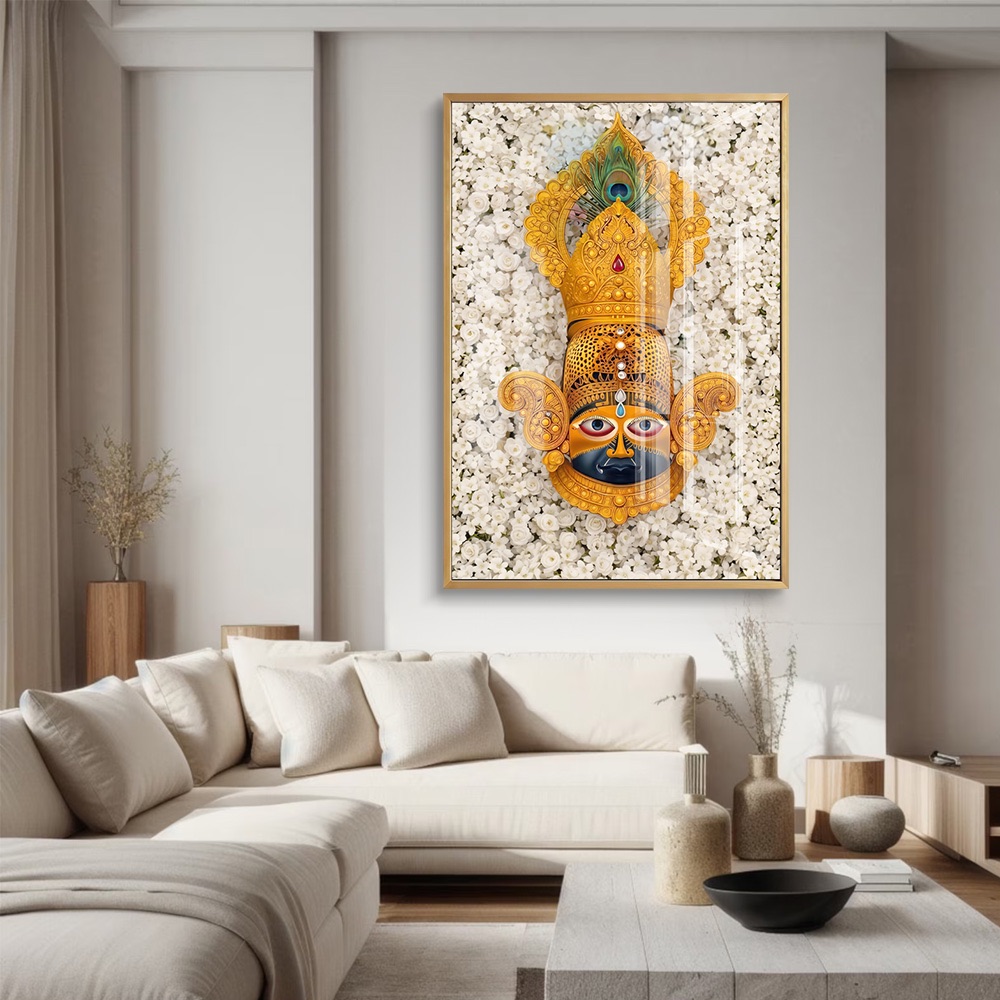 Khatu Baba White Flower Wall Art Frame