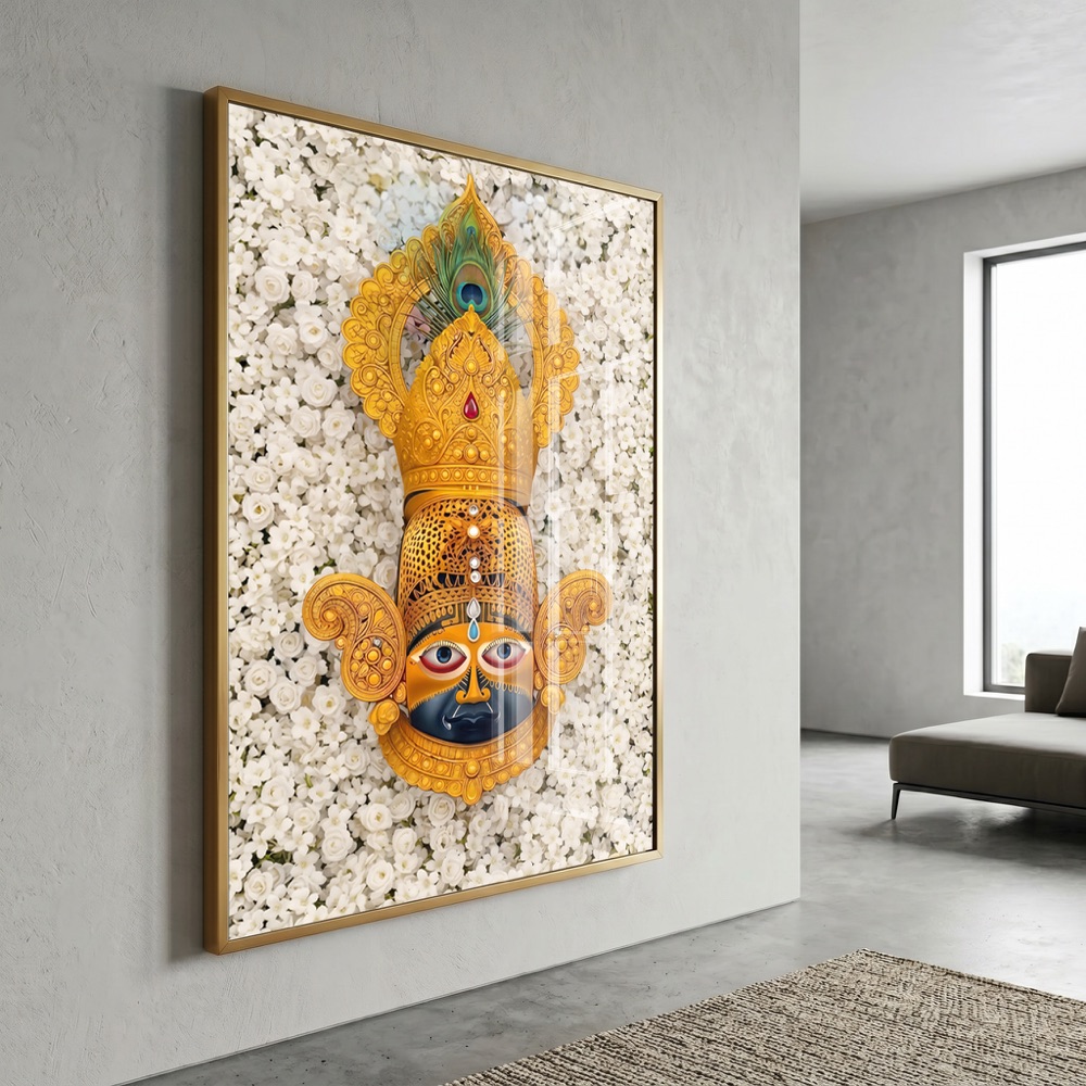 Khatu Baba White Flower Wall Art Frame - Image 3
