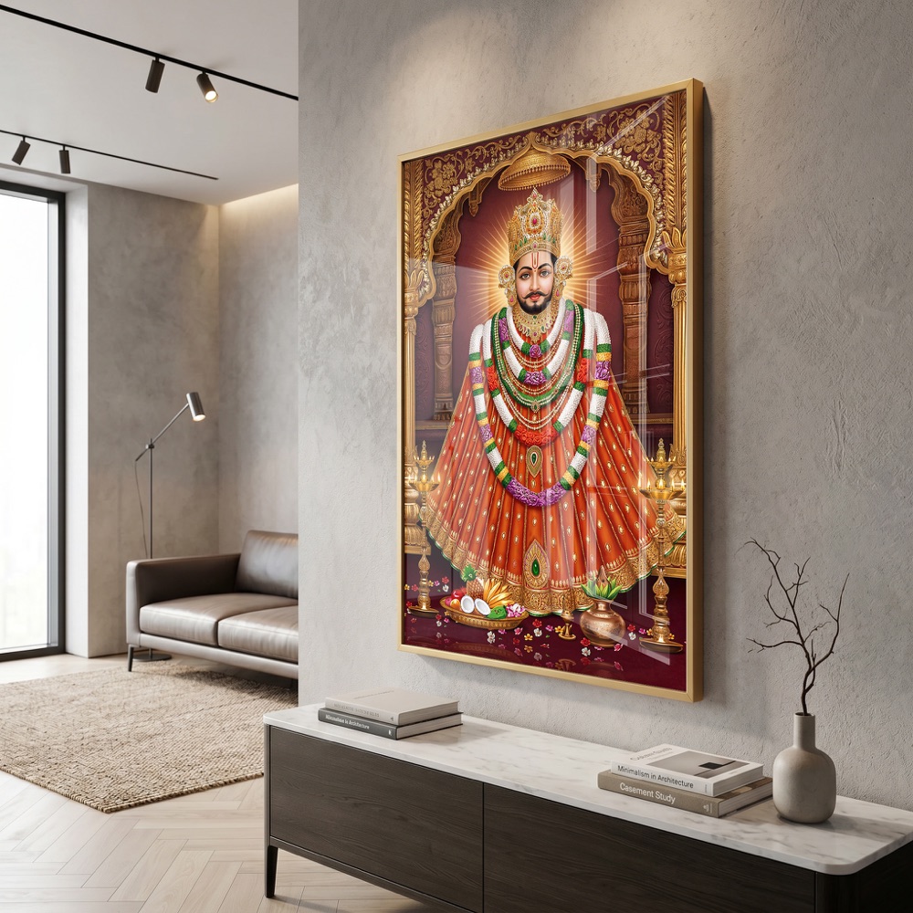 Full Standing Khatu Shyam Ji Temple Painting - Image 3