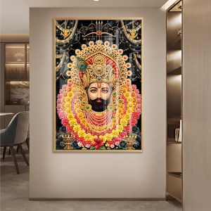 Majestic Khatu Baba Dark Background Painting