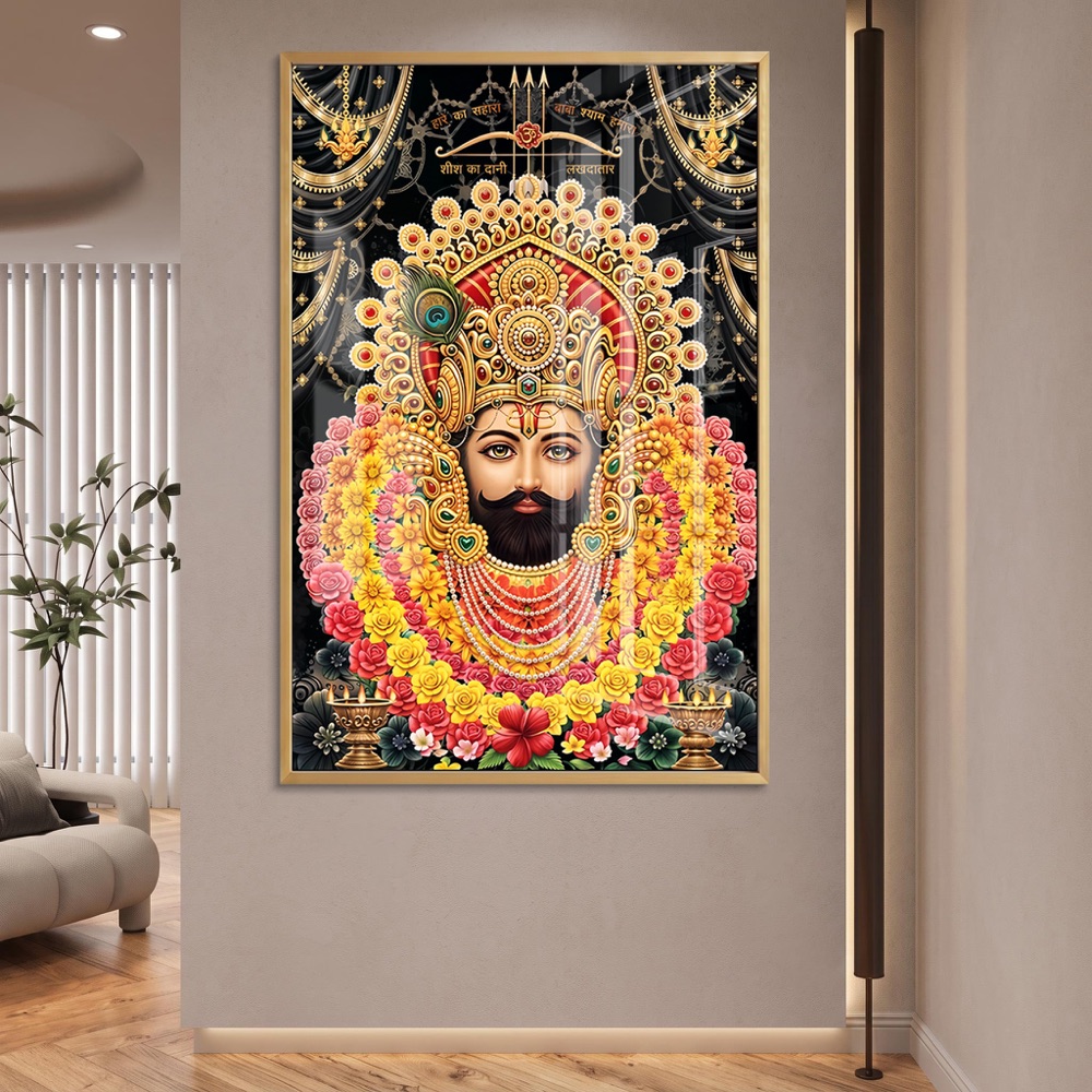 Majestic Khatu Baba Dark Background Painting - Image 2