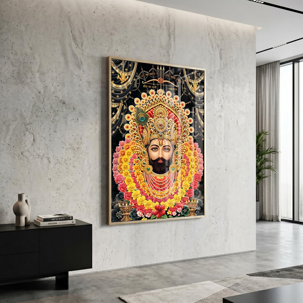 Majestic Khatu Baba Dark Background Painting - Image 3