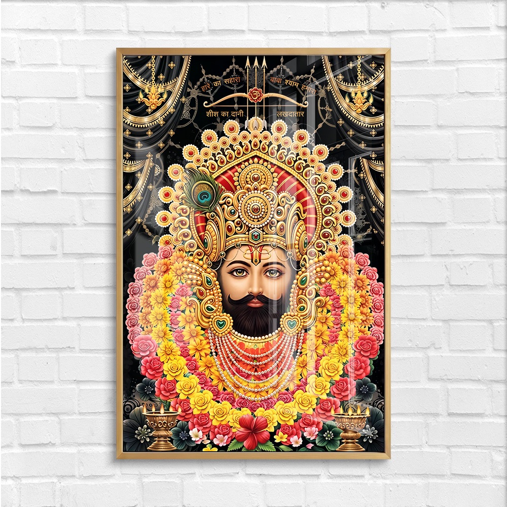 Majestic Khatu Baba Dark Background Painting - Image 4