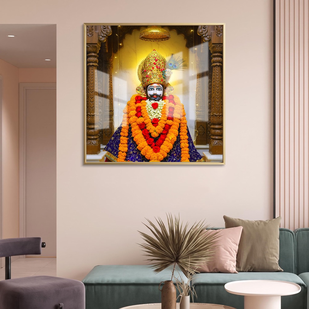 Wooden Mandir Khatu Shyam Ji Idol Painting - Image 2