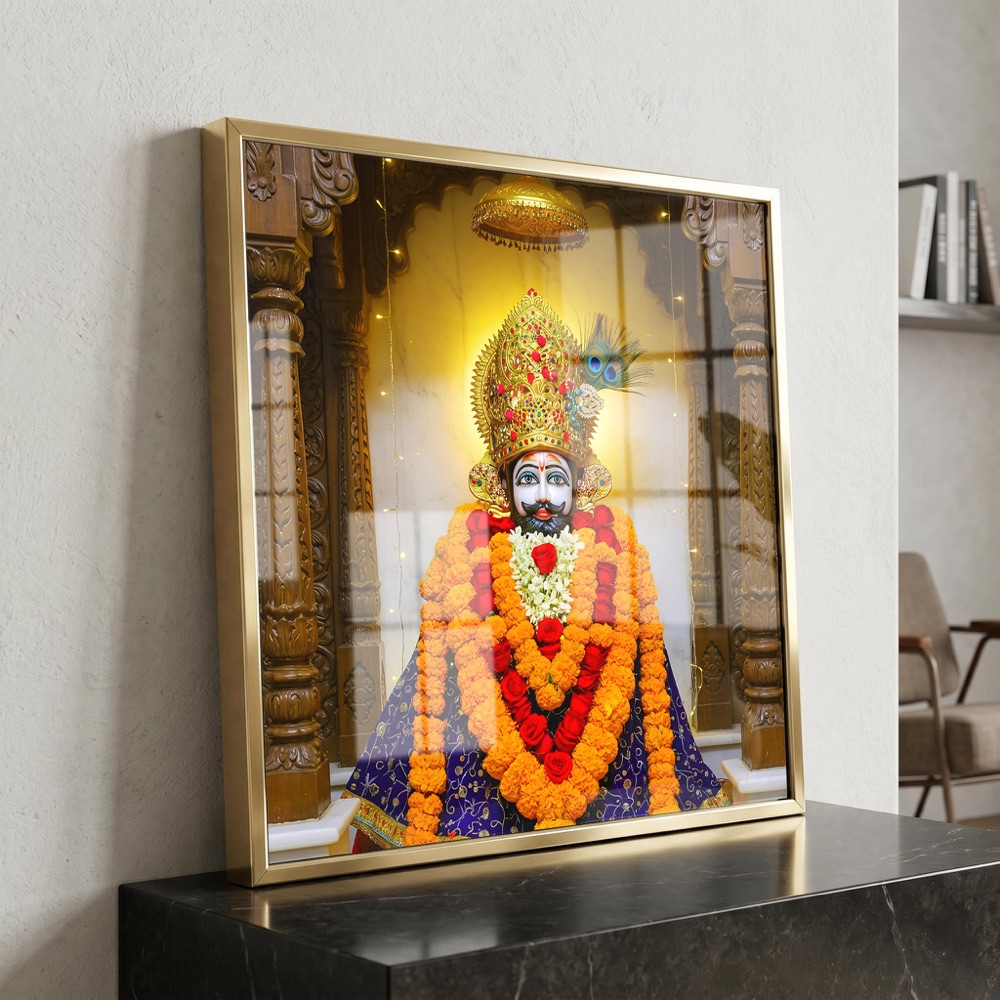 Wooden Mandir Khatu Shyam Ji Idol Painting - Image 3