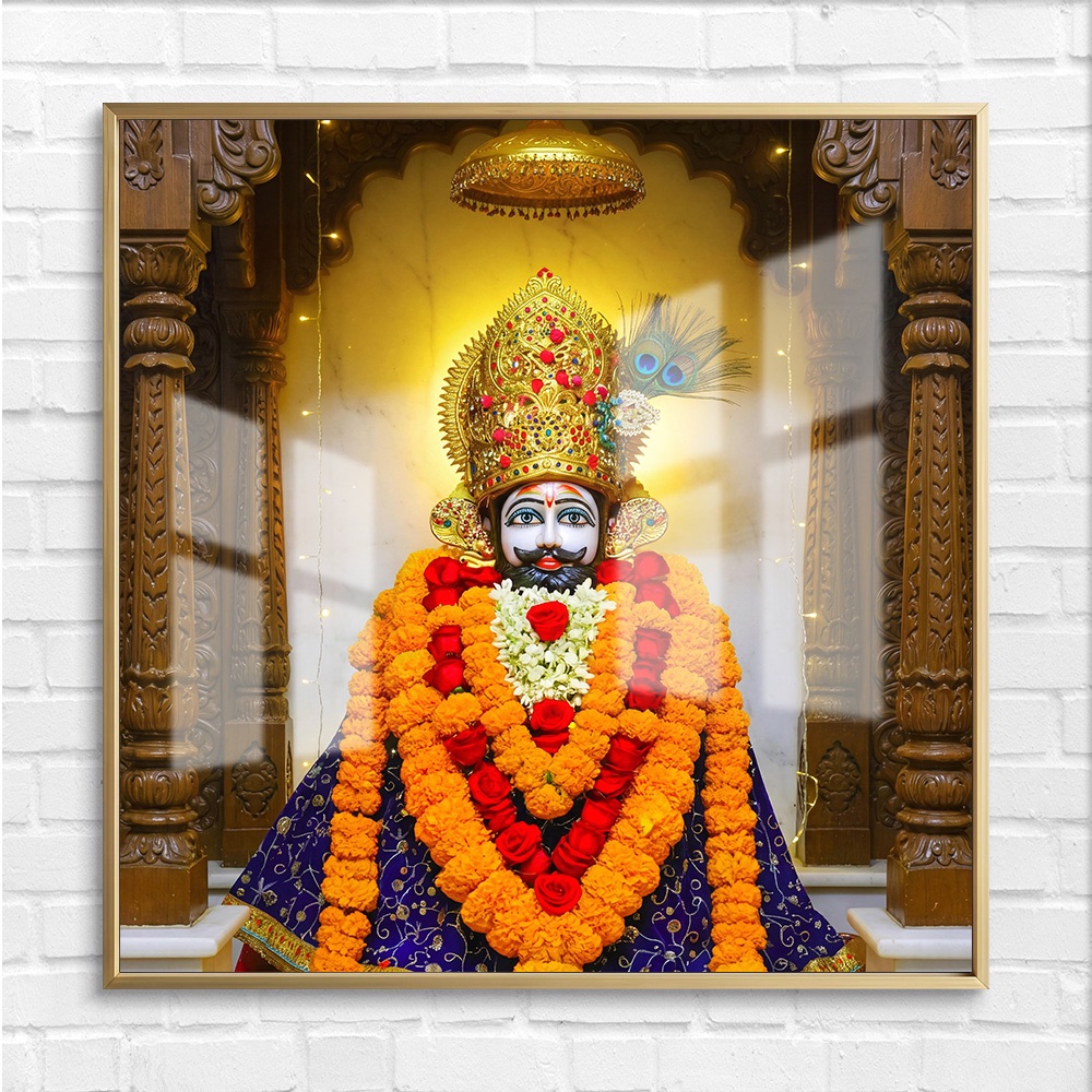 Wooden Mandir Khatu Shyam Ji Idol Painting - Image 4