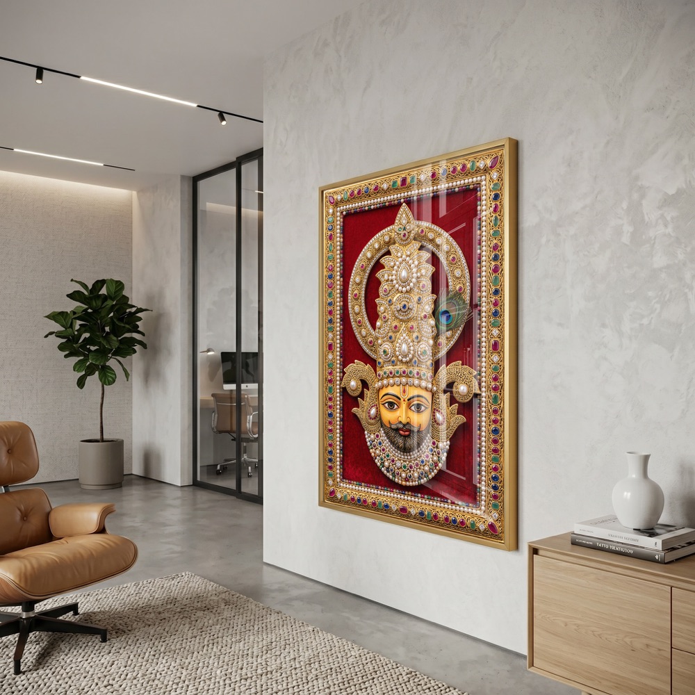 Pearl Crown Khatu Baba Velvet Painting - Image 3