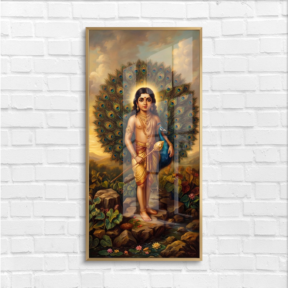 Divine Lord Murugan With Peacock Painting - Image 4