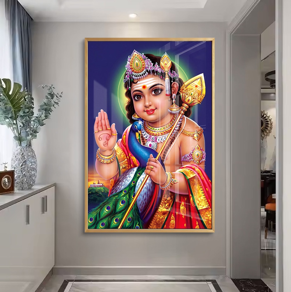 Bal Murugan Blessing With Peacock Painting