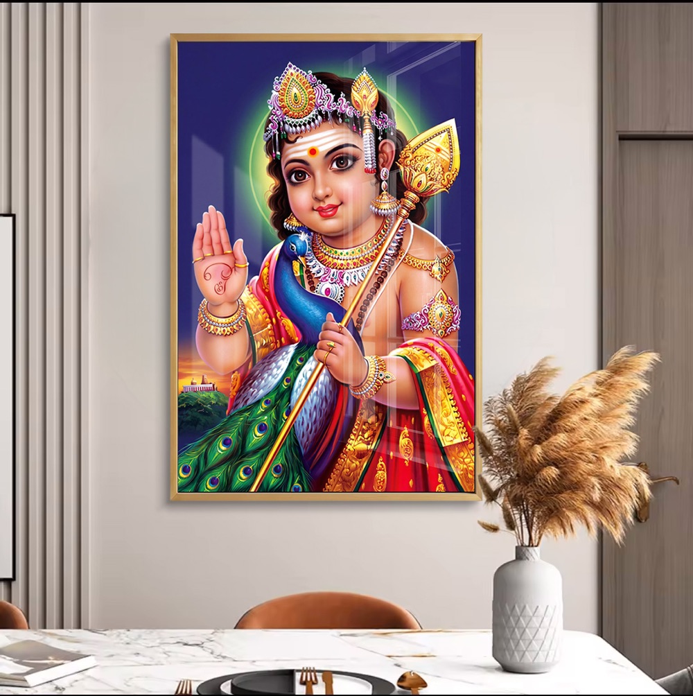 Bal Murugan Blessing With Peacock Painting - Image 2