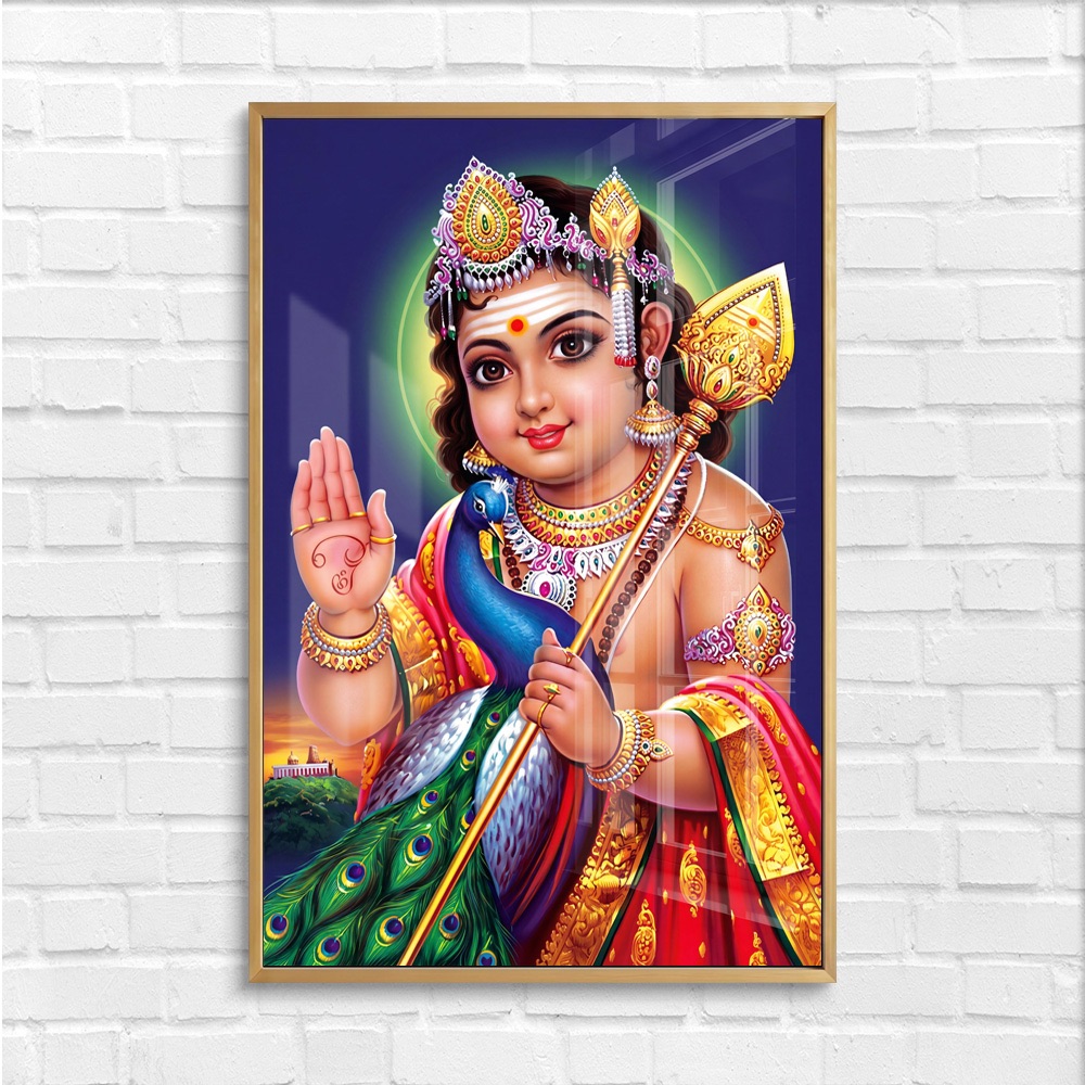 Bal Murugan Blessing With Peacock Painting - Image 4