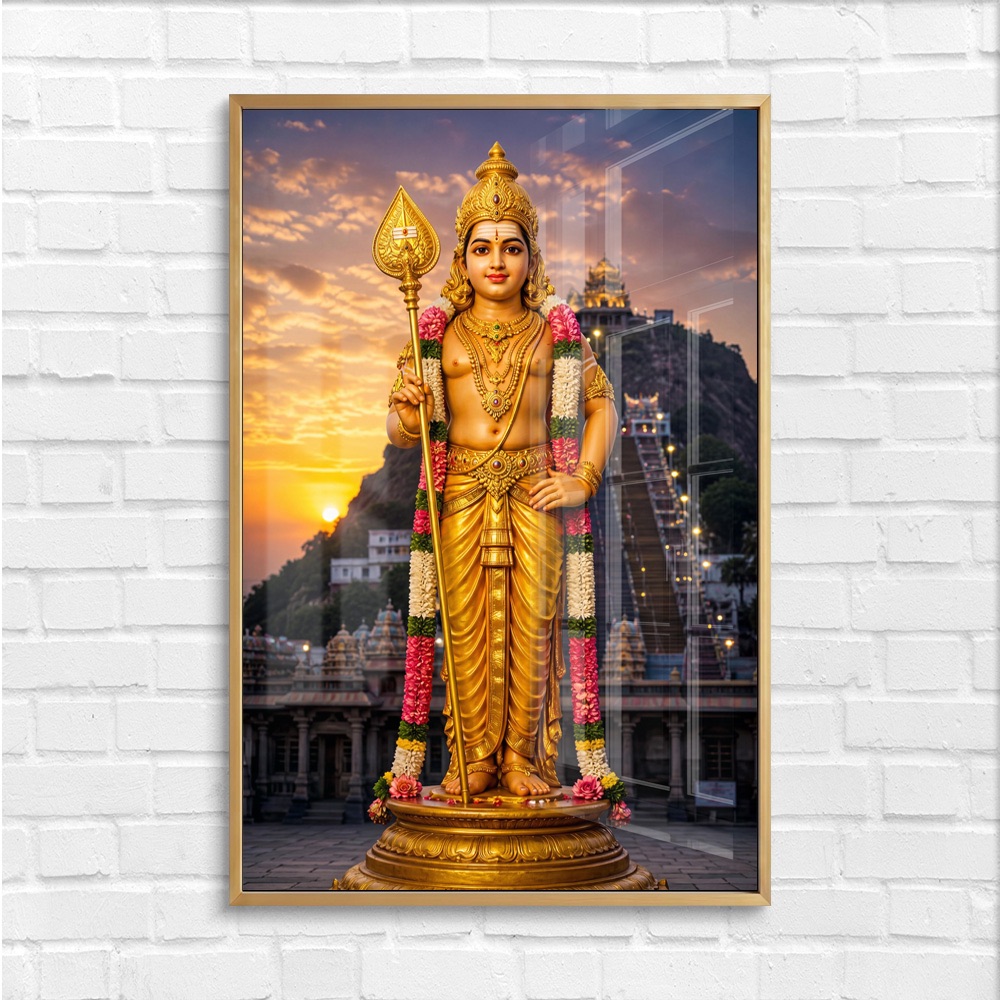 Lord Murugan Palani Temple Glass Painting - Image 4