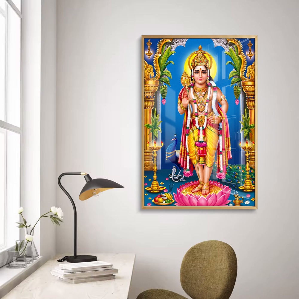 Lord Murugan In Temple Arch With Vel - Image 2