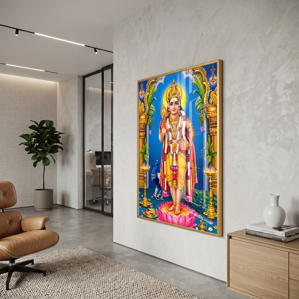 Lord Murugan In Temple Arch With Vel - Image 3
