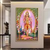Lord Murugan With Vel In Floral Arch Glass Art