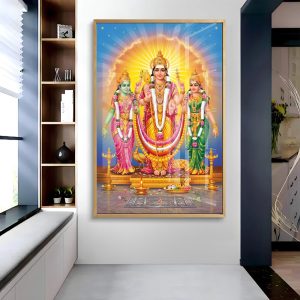 Lord Murugan With Valli And Deivanai Painting