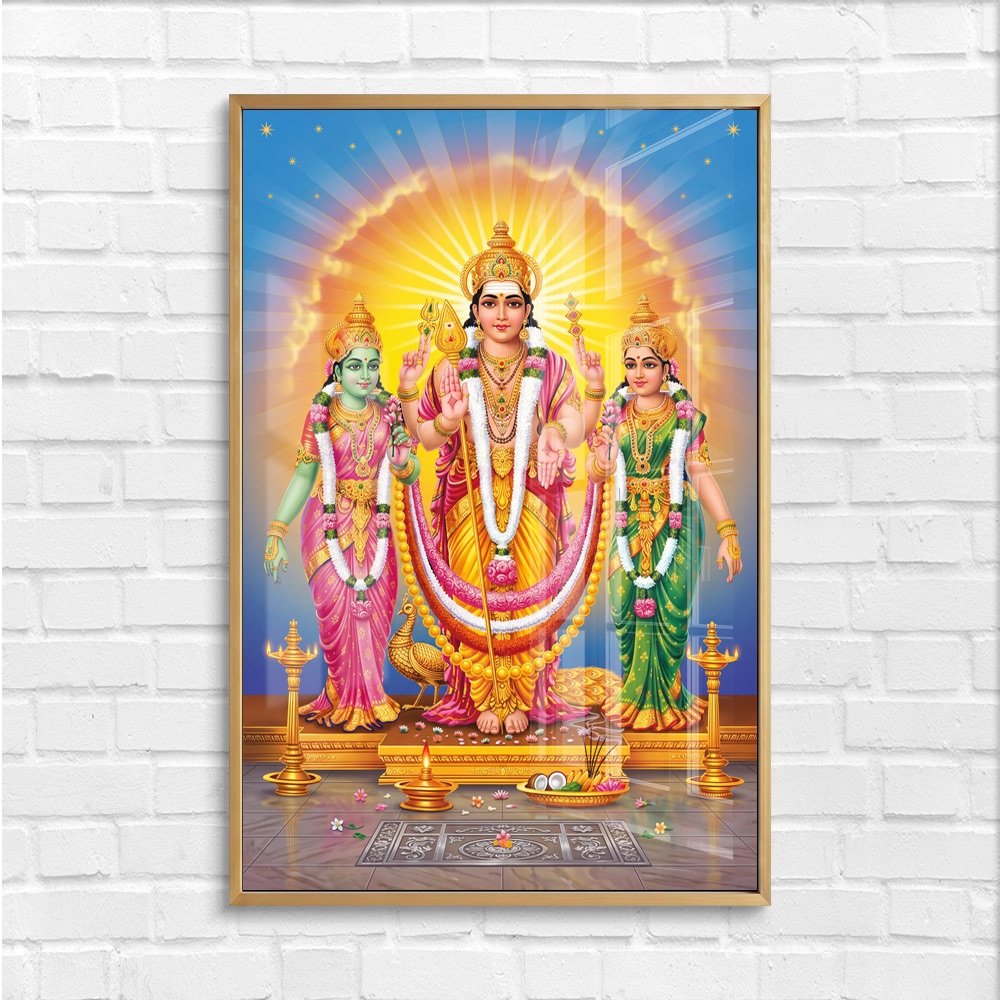 Lord Murugan With Valli And Deivanai Painting - Image 4