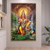 Seated Lord Murugan With Peacock Nature Painting