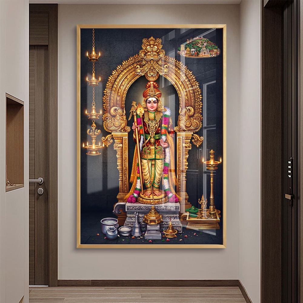Palani Lord Murugan In Golden Shrine Painting