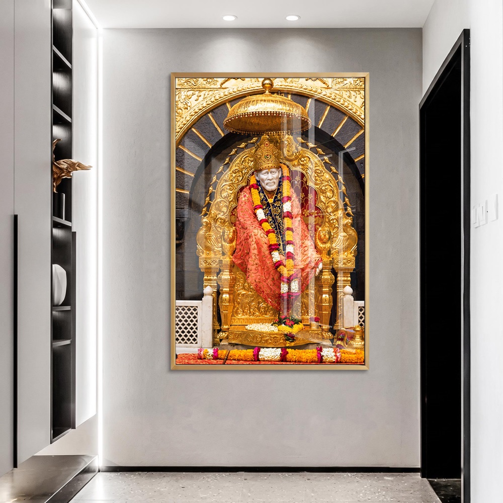 Shirdi Sai Baba Golden Throne Painting