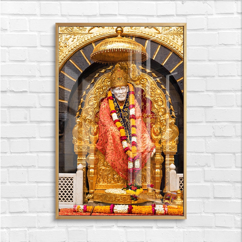 Shirdi Sai Baba Golden Throne Painting - Image 4