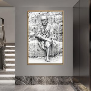 Black and White Sai Baba Glass Art