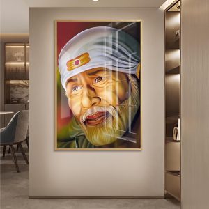 Serene Sai Baba Close Up Portrait Painting