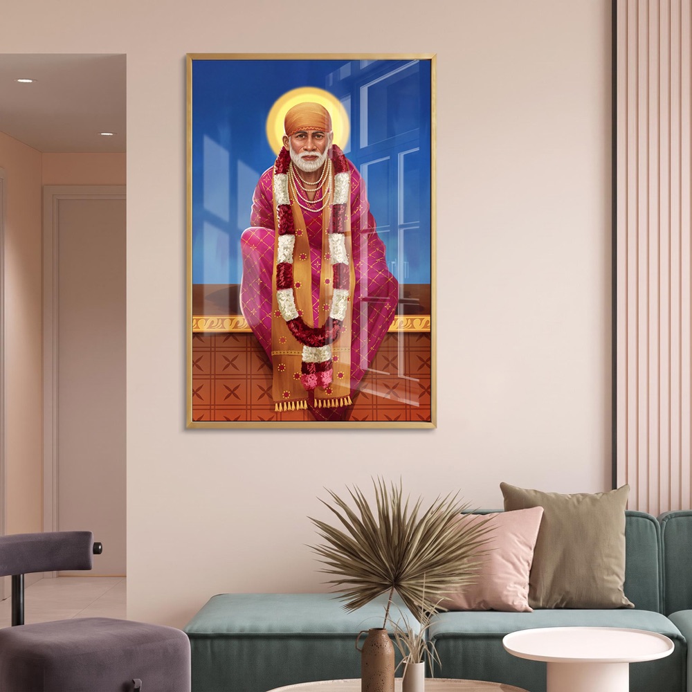 Vibrant Sai Baba Pink Attire Art