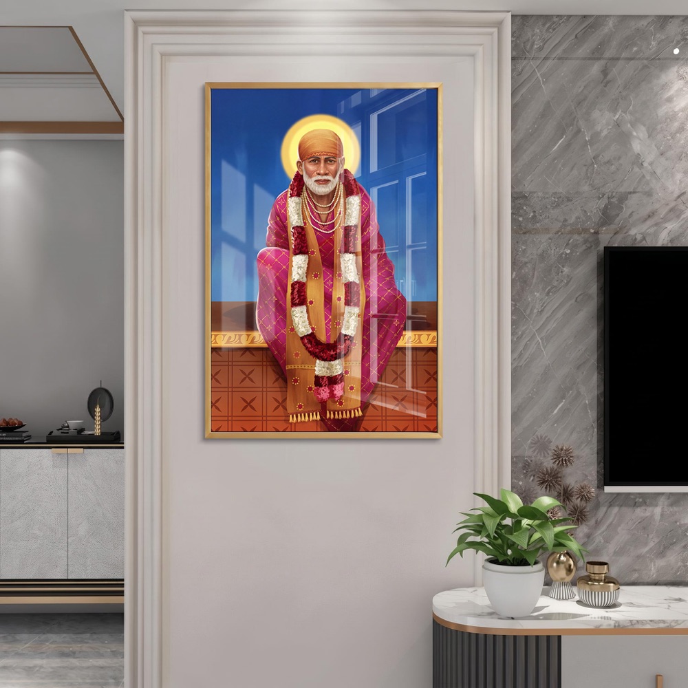 Vibrant Sai Baba Pink Attire Art - Image 2