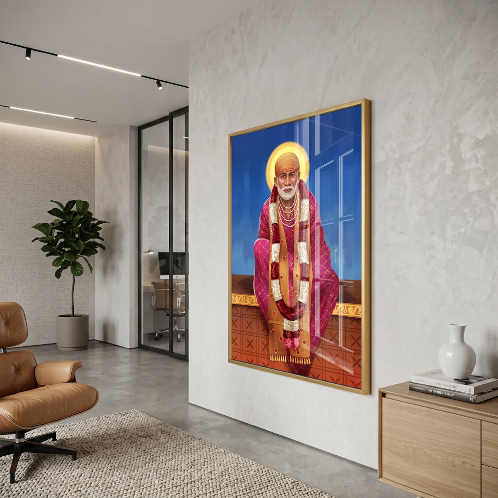 Vibrant Sai Baba Pink Attire Art - Image 3