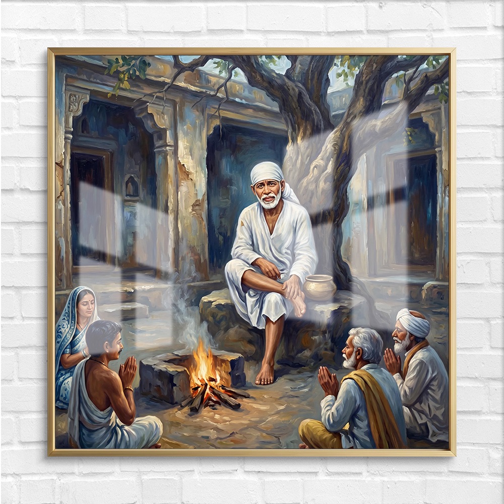 Sacred Sai Baba Dhuni Fire Wall Art - Image 4