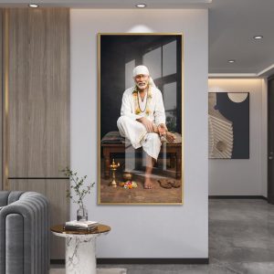 Sai Baba Diya Wooden Paduka Painting