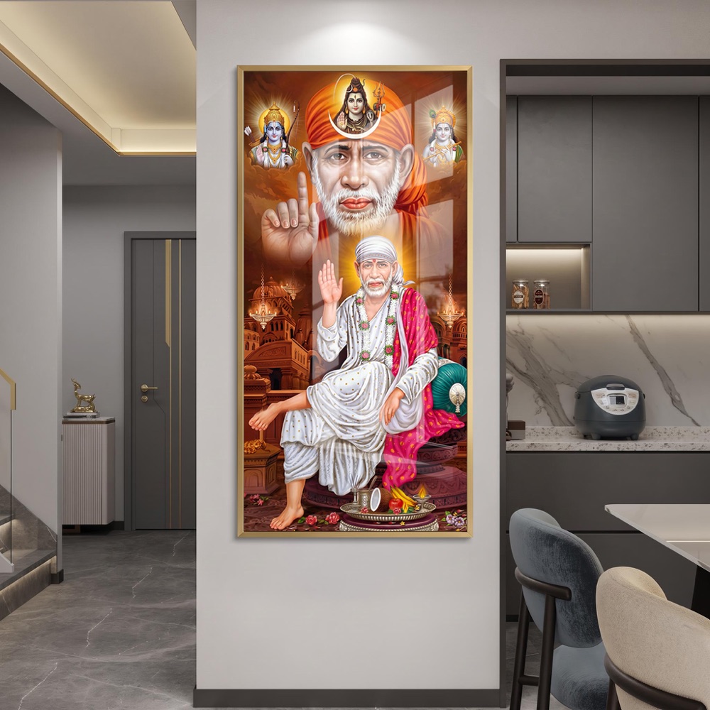 Divine Trinity Sai Baba Blessing Wall Art - Image 2
