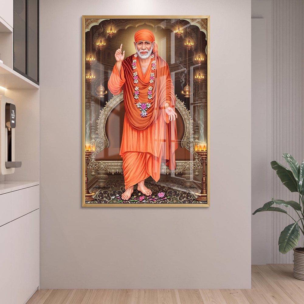 Sai Baba Temple Hanging Diya Painting - Image 2