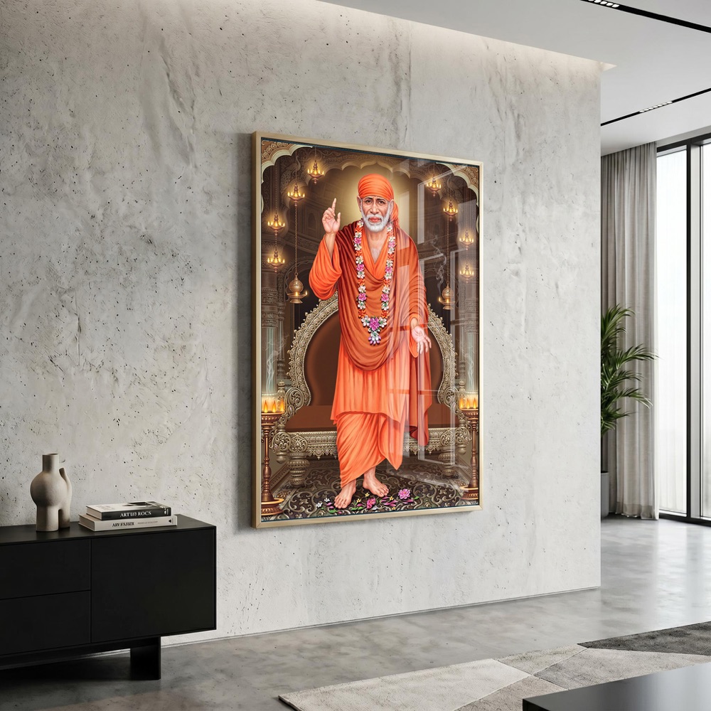Sai Baba Temple Hanging Diya Painting - Image 3