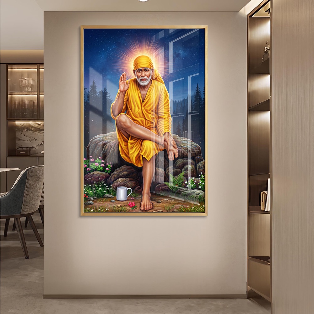 Radiant Sai Baba Yellow Attire Painting - Image 2
