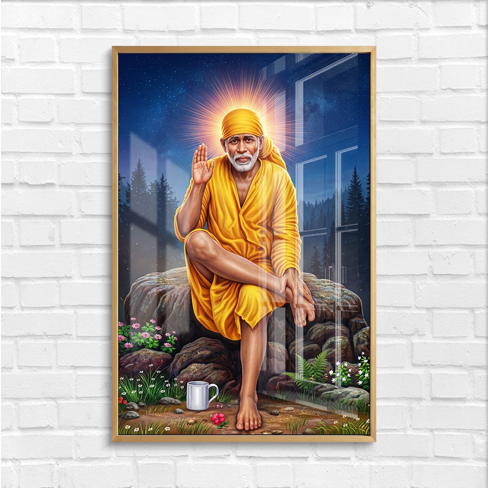 Radiant Sai Baba Yellow Attire Painting - Image 4