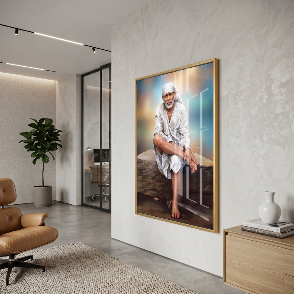 Classic Sai Baba White Robe Painting - Image 3