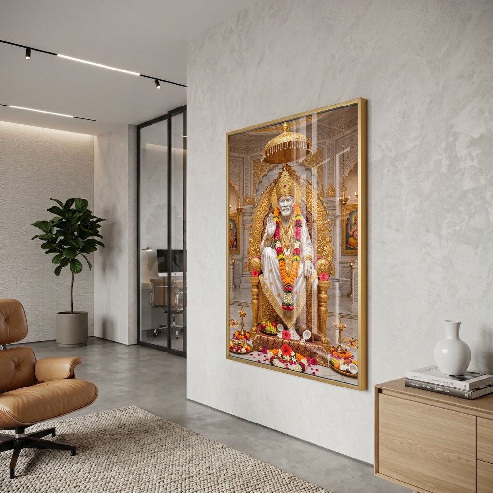 Sai Baba Royal Golden Throne Painting - Image 3