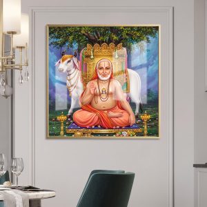 Shri Raghavendra Swami Holy Cow Wall Painting