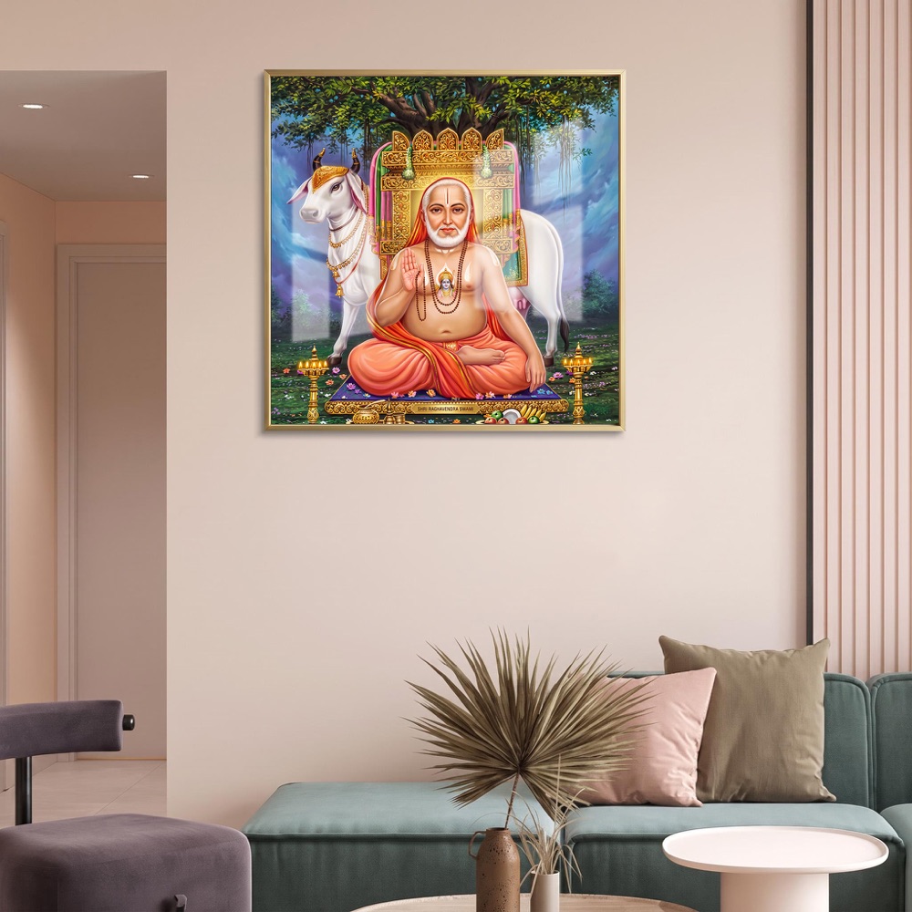 Shri Raghavendra Swami Holy Cow Wall Painting - Image 2