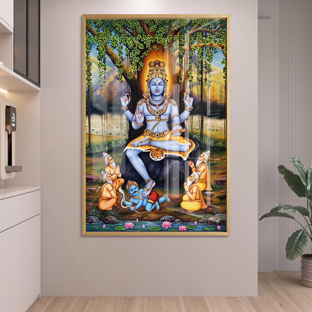 Meditating Lord Dakshinamurthy Spiritual Wall Painting - Image 2